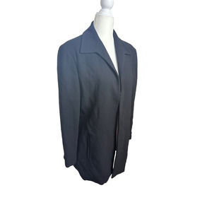 Donna Karan Signature Open Black Lined Long Blazer Coat Jacket US 8 FR 40 Women'